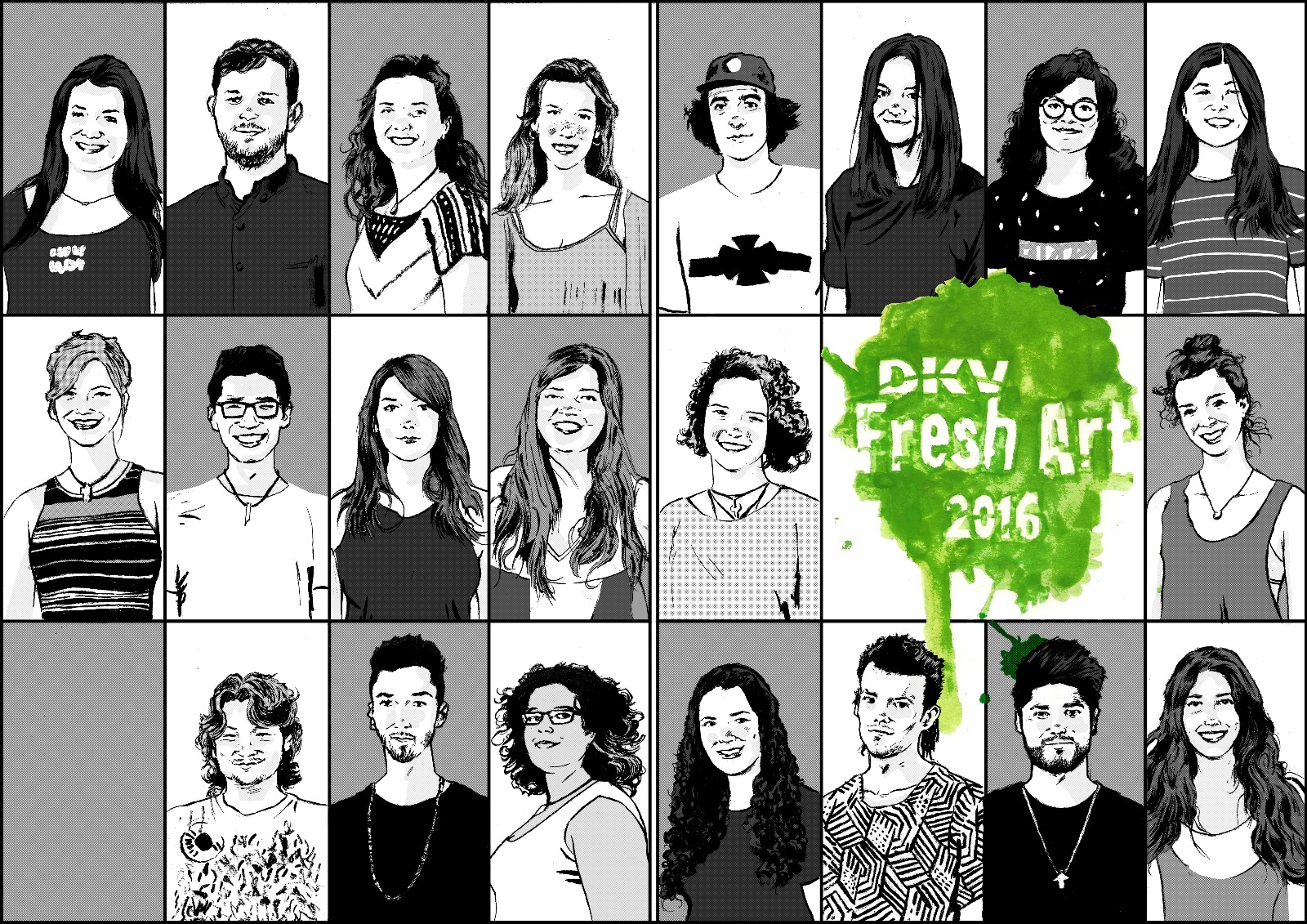 Composición final de retratos del alumnado realizada por Vicente Perpiñá durante el Campus DKV Fresh Art 2016