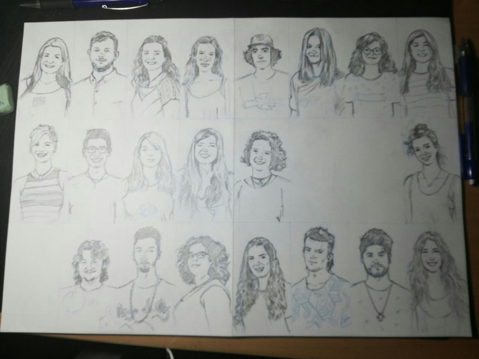 Planteamiento inicial de la composición de retratos del alumnado del Campus DKV Fresh Art 2016