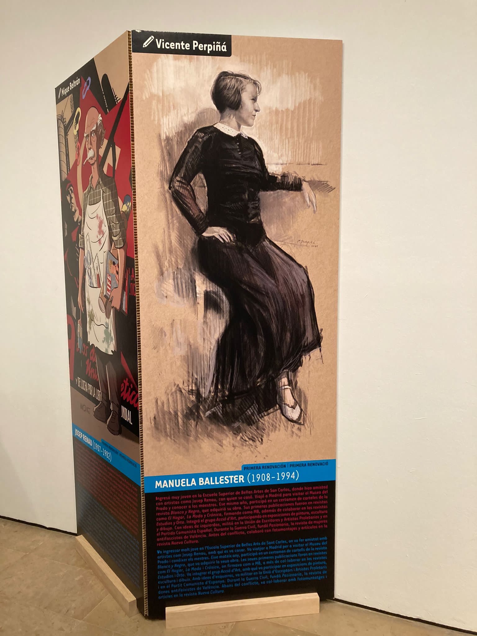 Panel de Vicente Perpiñá dedicado a Manuela Ballester dentro del montaje de 37 Il·lustres x 37 Il·lustrats