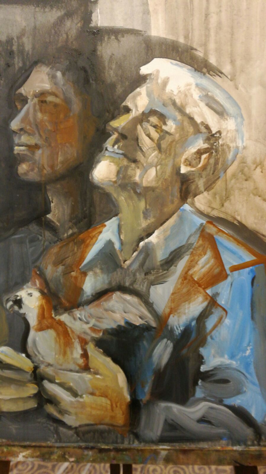 Pintura de Vicente Perpiñá durante una fase avanzada de su realización en directo