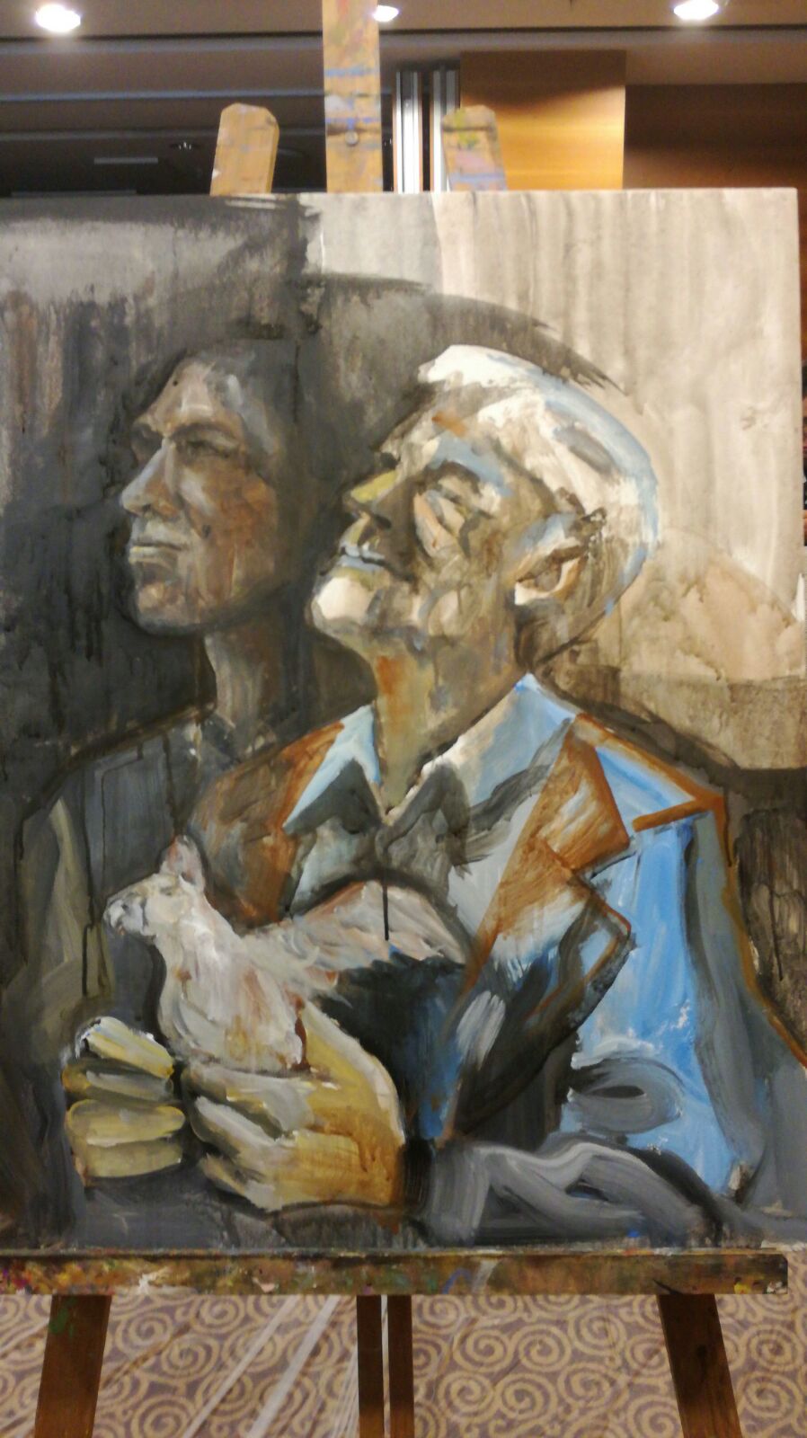 Otra vista de la pintura terminada por Vicente Perpiñá durante El arte y las mariposas del alma