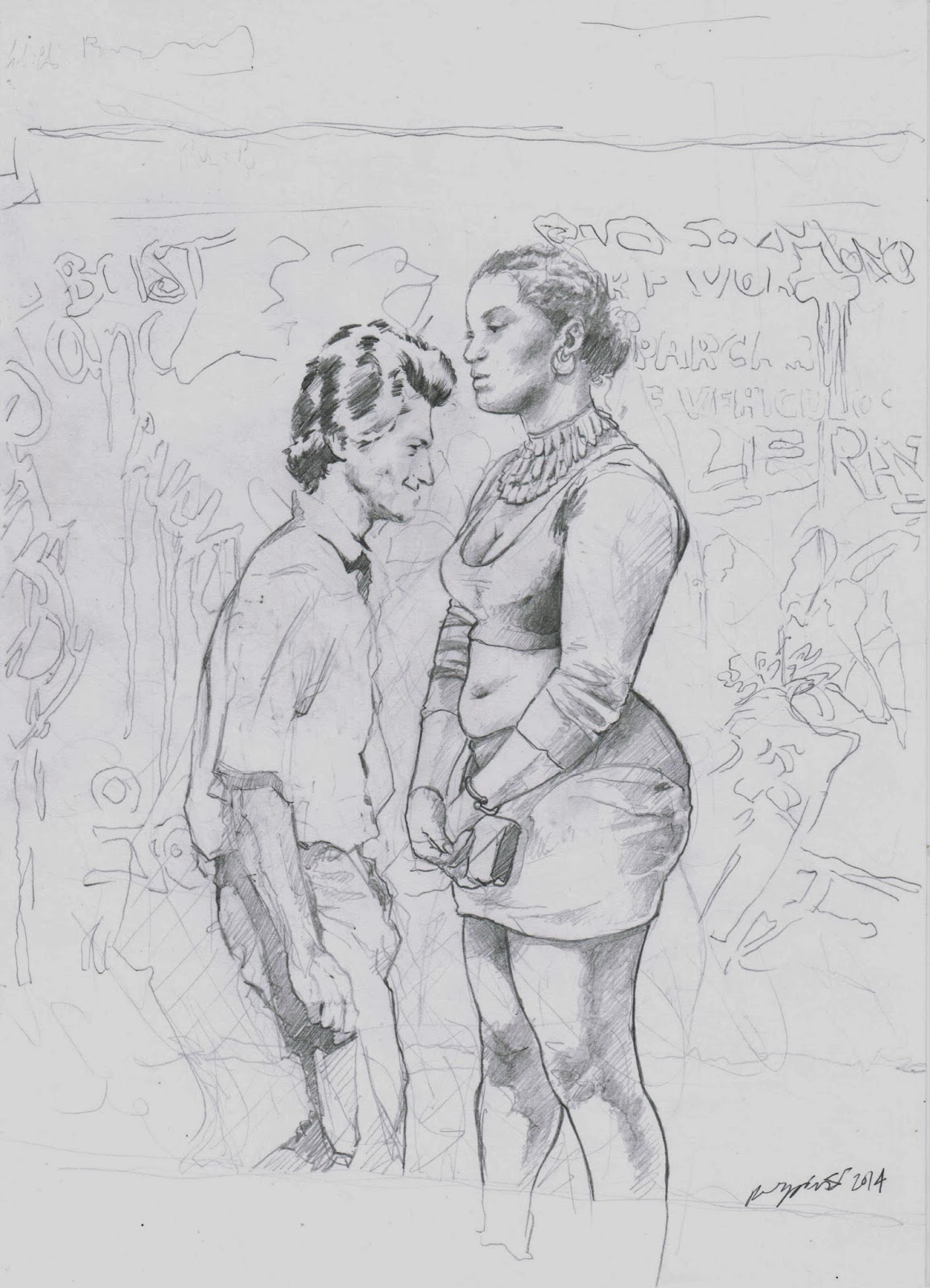 Dibujo preparatorio de Pequeño peor hombre III · 1